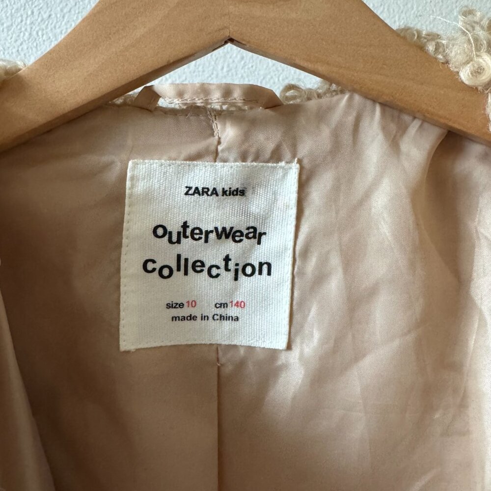 Zara Girls Sherpa Teddy Coat Camel Tan Furry Jacket Size 10 Minimalist Trend - Picture 14 of 14